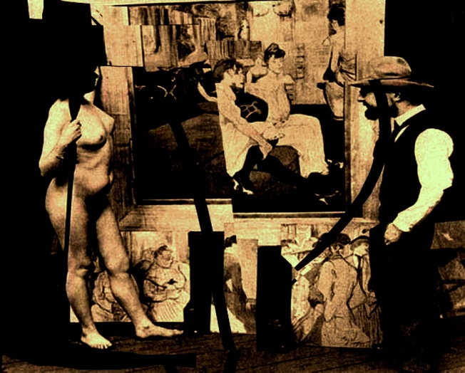 Henri de Toulouse-Lautrec mit Modell und schwarzen Streichen